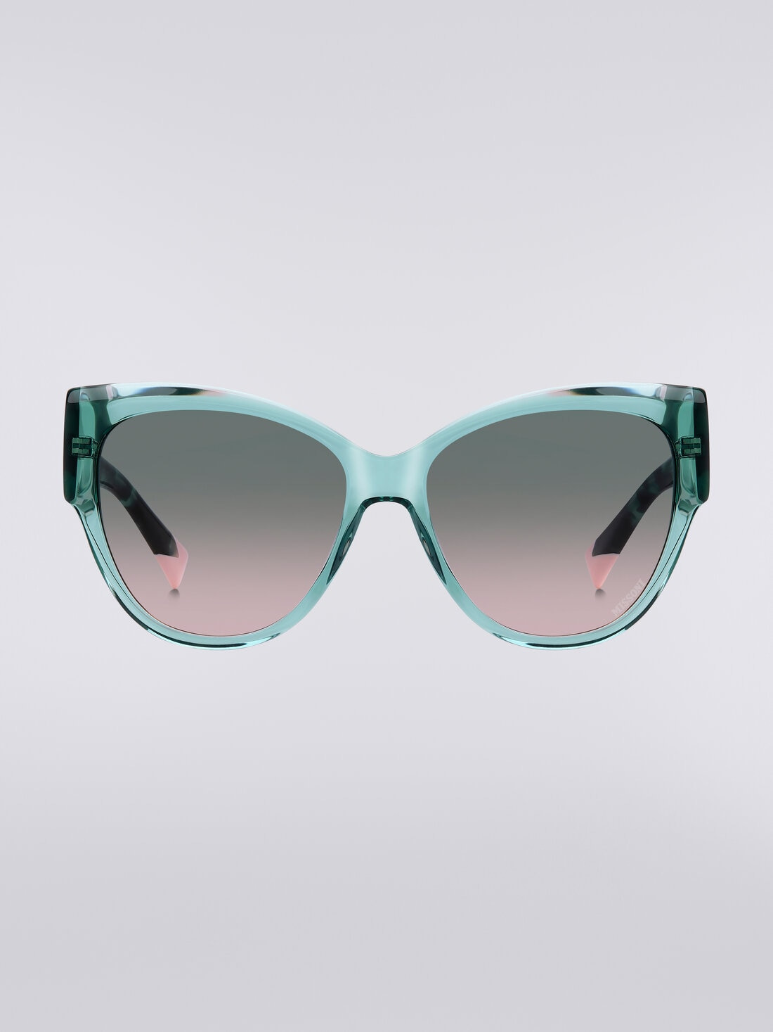 Rounded frame sunglasses with contrasting logo insert - 1
