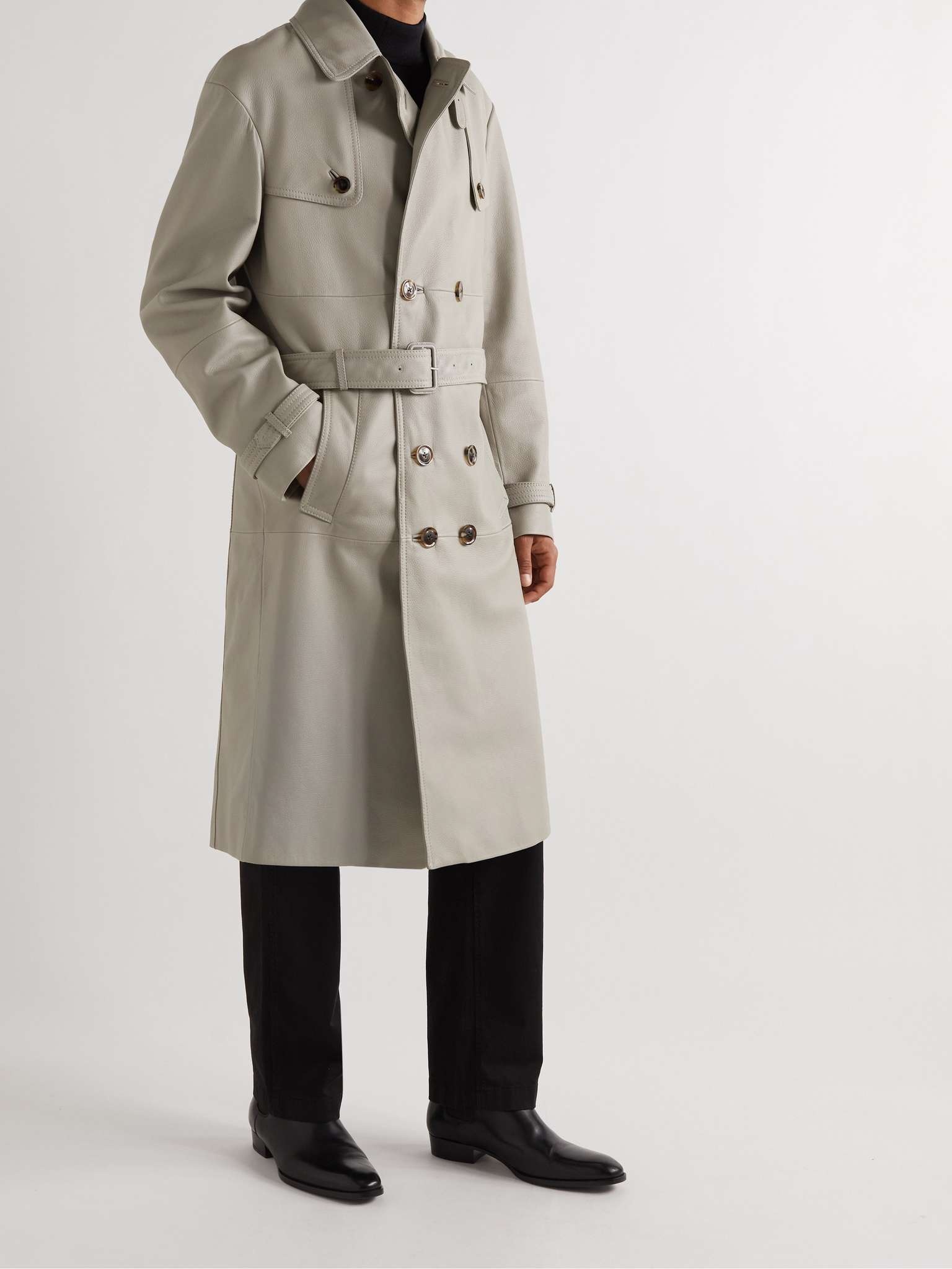 Full-Grain Leather Trench Coat - 6