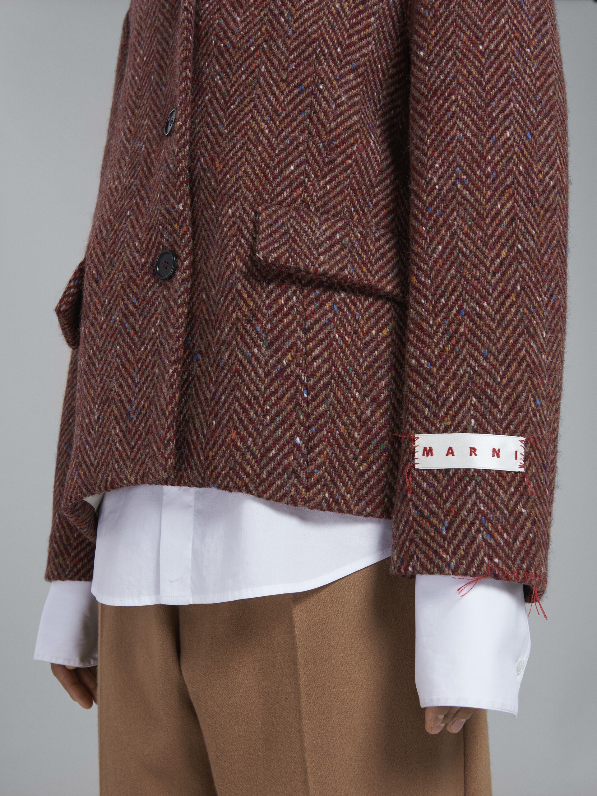 BURGUNDY WOOL CHEVRON JACKET - 5