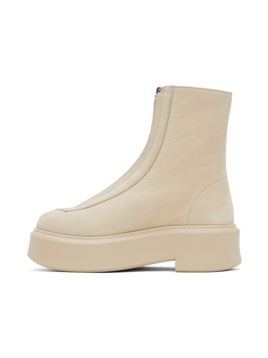 Beige Zipped I Boots - 3