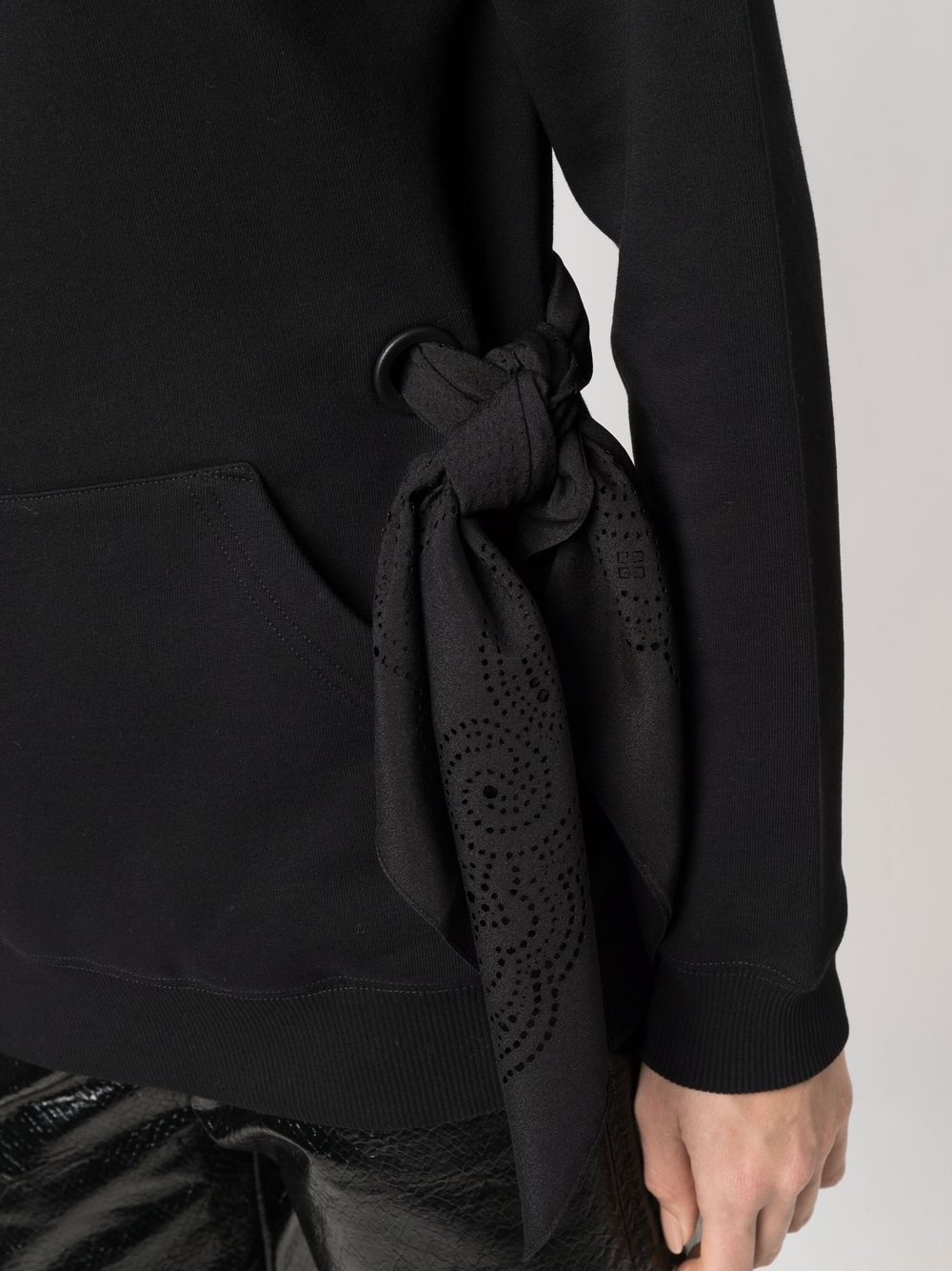 scarf-detail cotton hoodie - 5