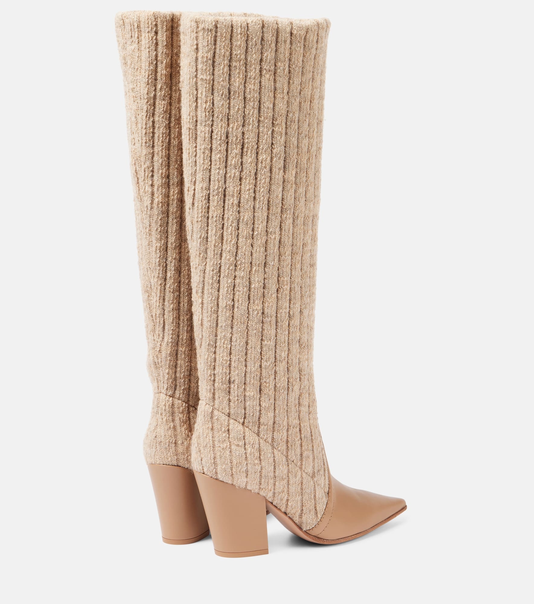 Leather-trimmed knee-high boots - 2