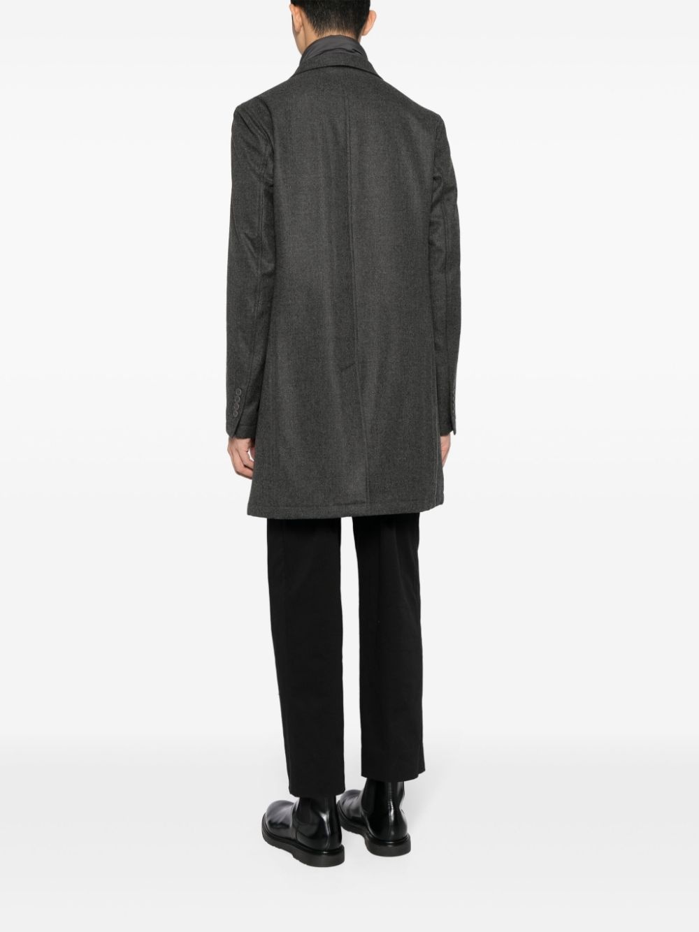 hybrid high-neck single-breasted coat - 4