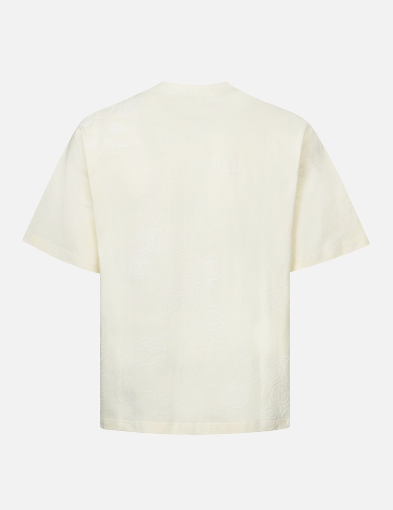 SEAGULL EMBROIDERY AND ALLOVER FLOCKING PATTERNS RELAX FIT T-SHIRT 2