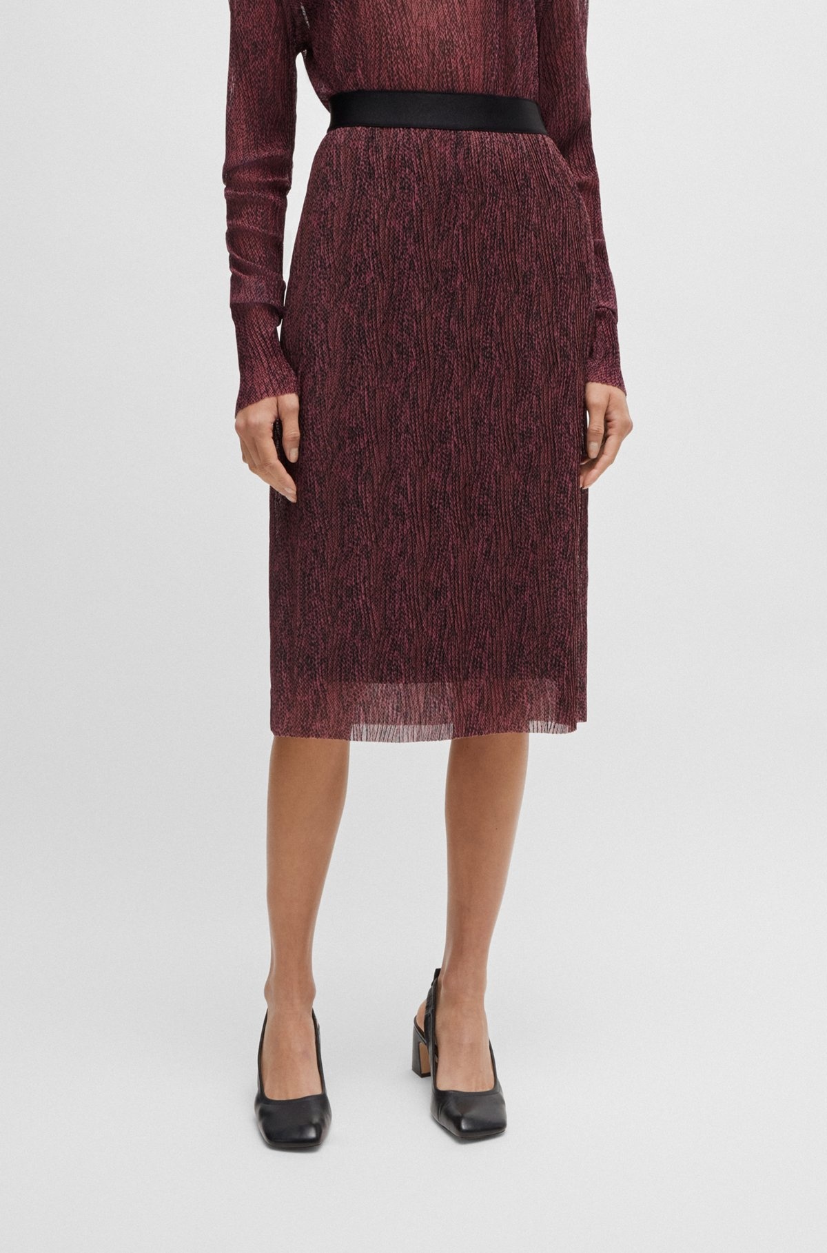 STRETCH-TULLE SLIM-FIT SKIRT WITH SEASONAL PRINT - 2