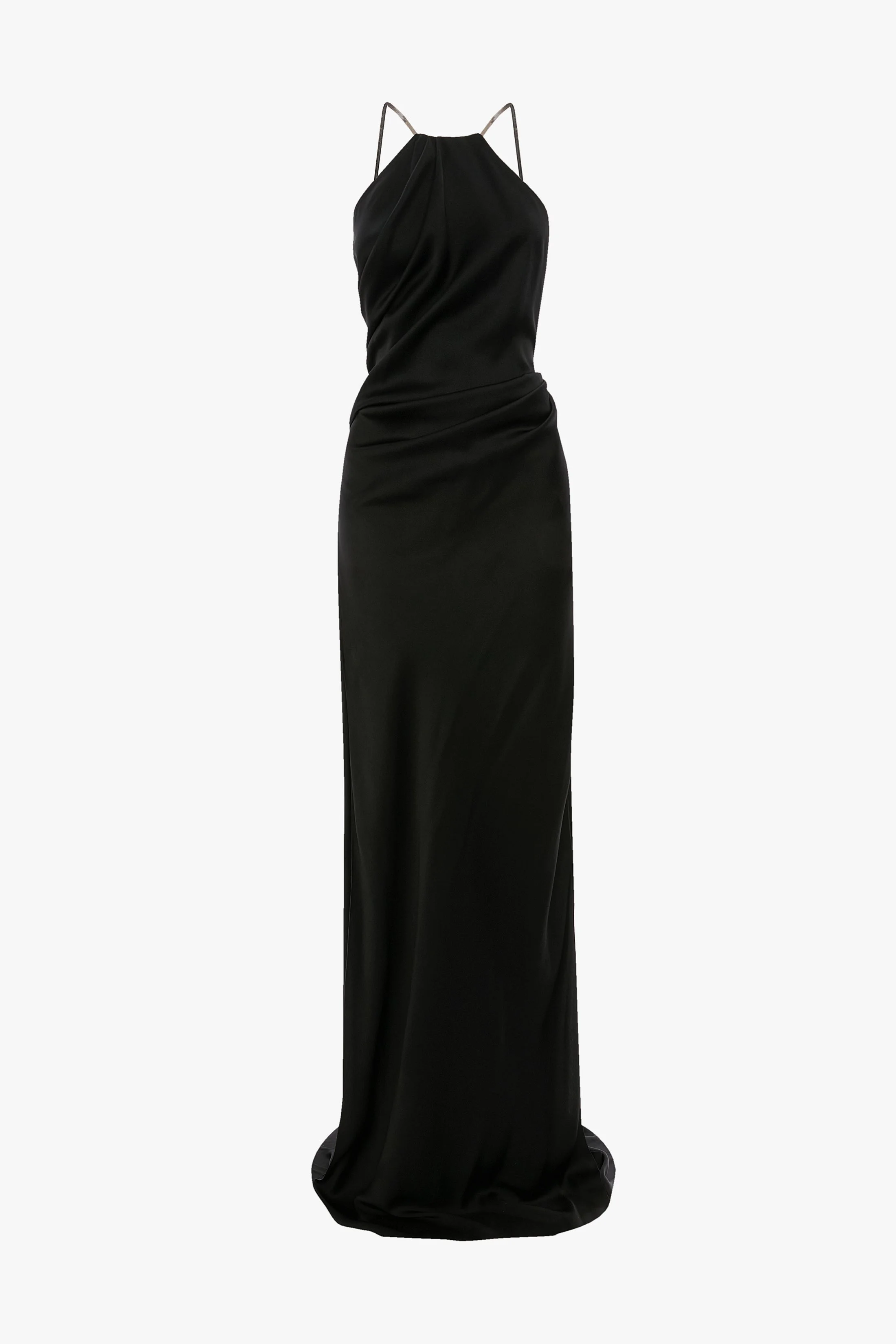 Chain Detail Halter Gown In Black - 1