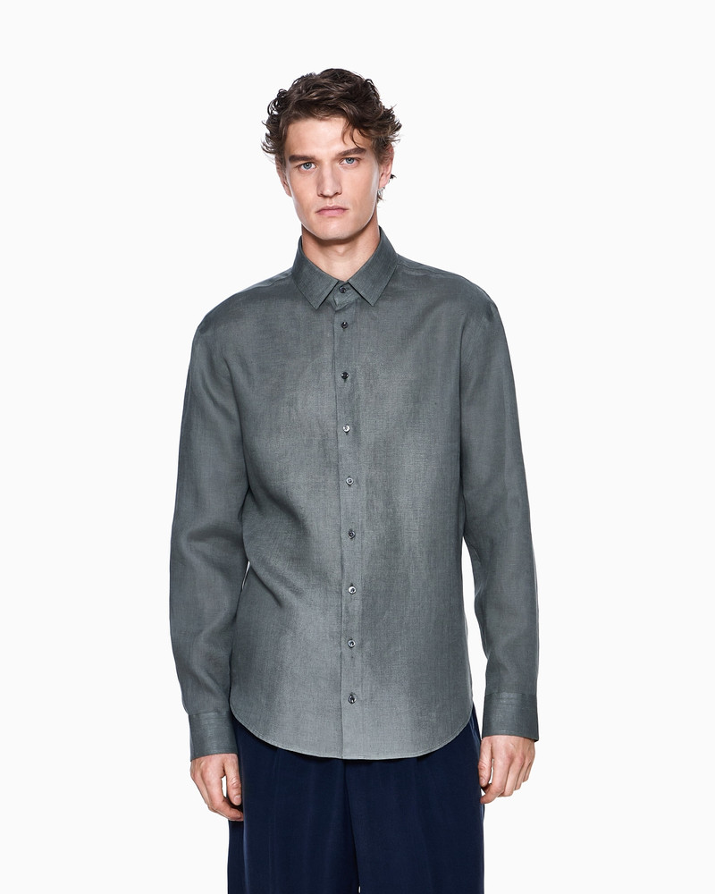 GIORGIO ARMANI REGULAR-FIT SHIRT IN LINEN outlook