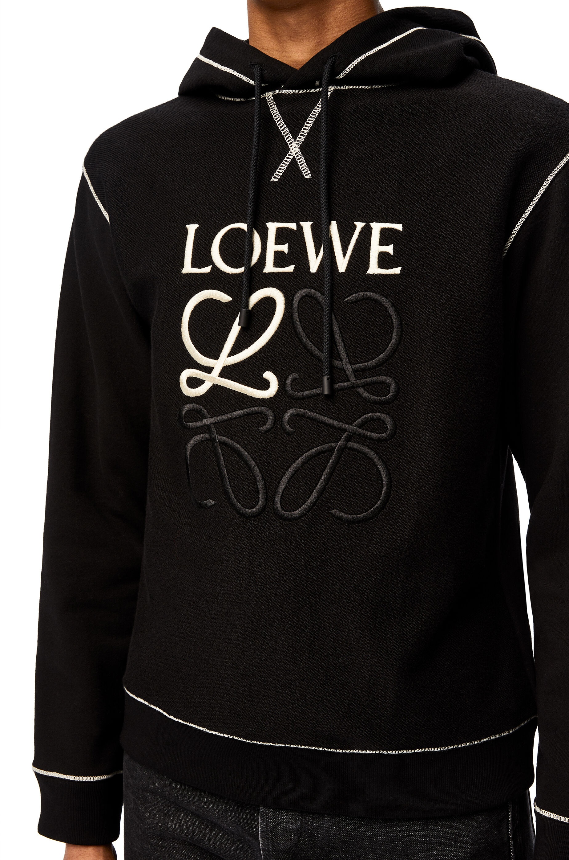 LOEWE Anagram embroidered hoodie in cotton - 5