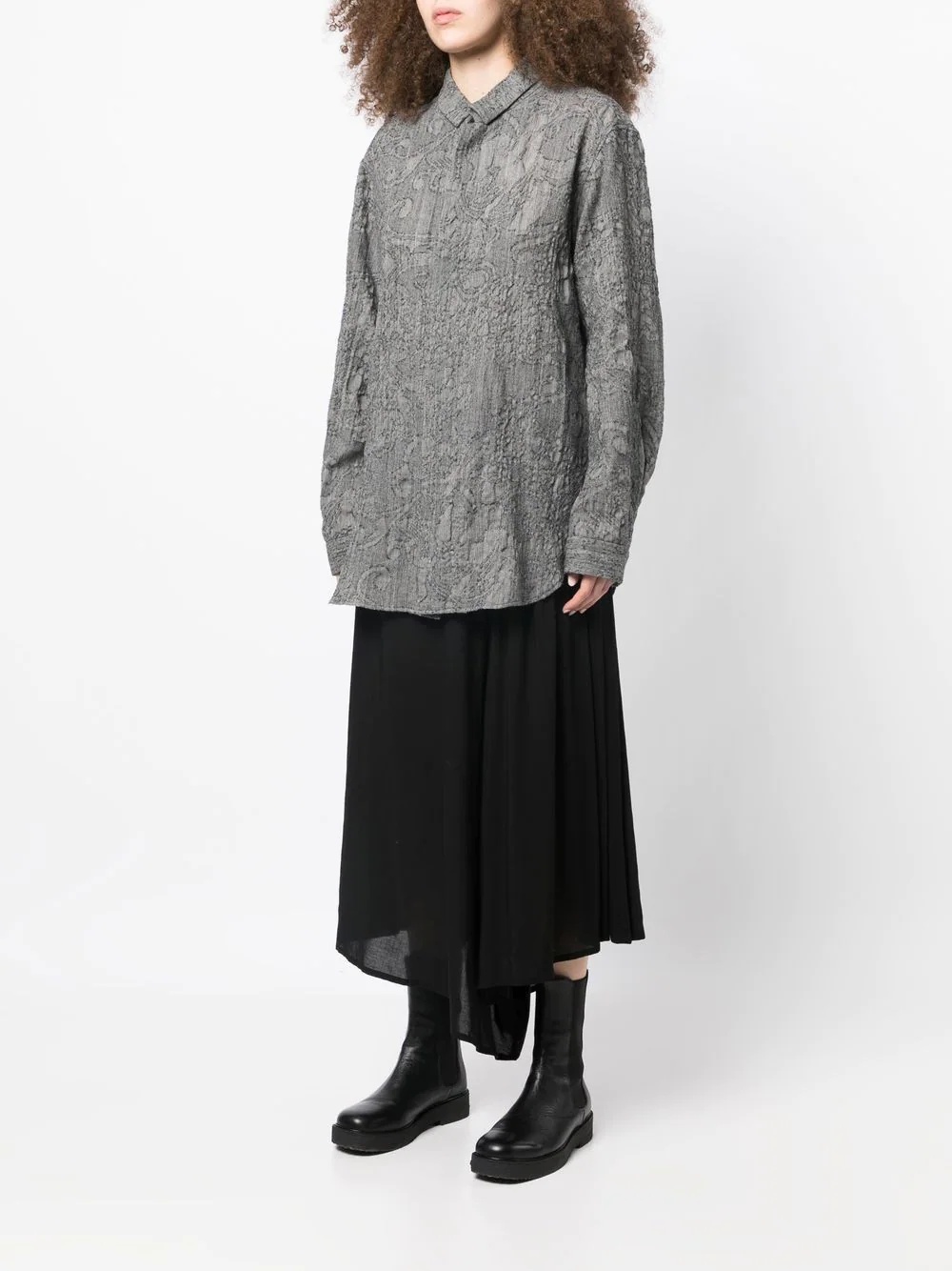 textured patterned jacquard shirt - 3