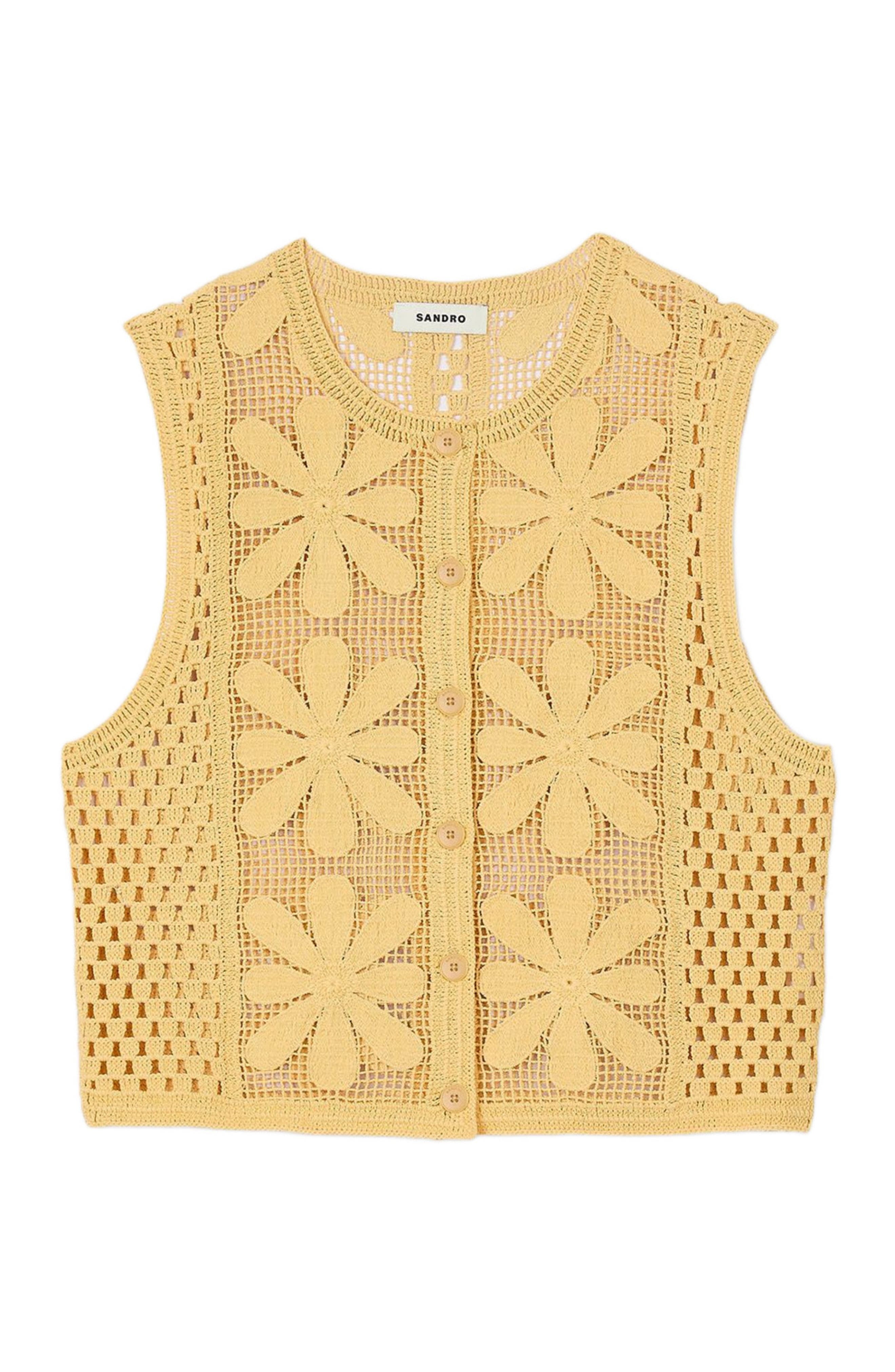 SANDRO Crochet cardigan in Yellow at Nordstrom - 5