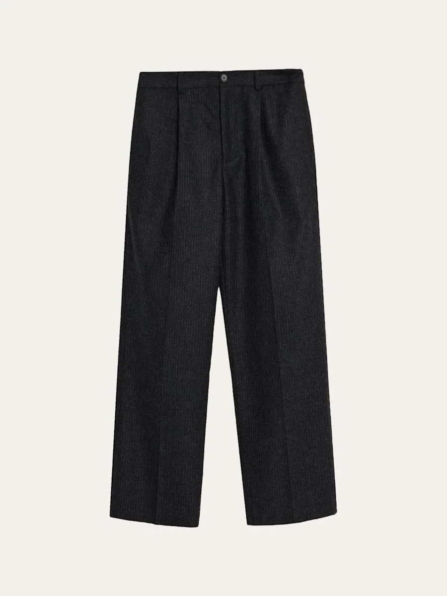 Men's Pinstripe Wide Leg Trousers - 1