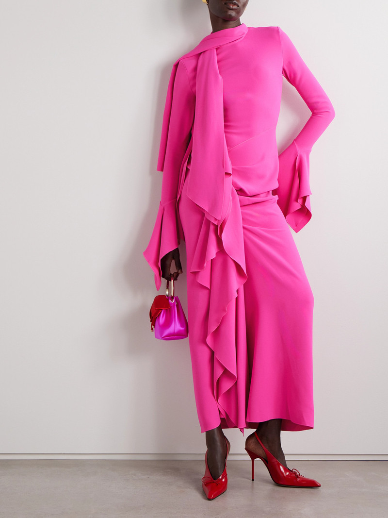 SOLACE LONDON Nella Tie-neck Ruffled Crepe Gown outlook