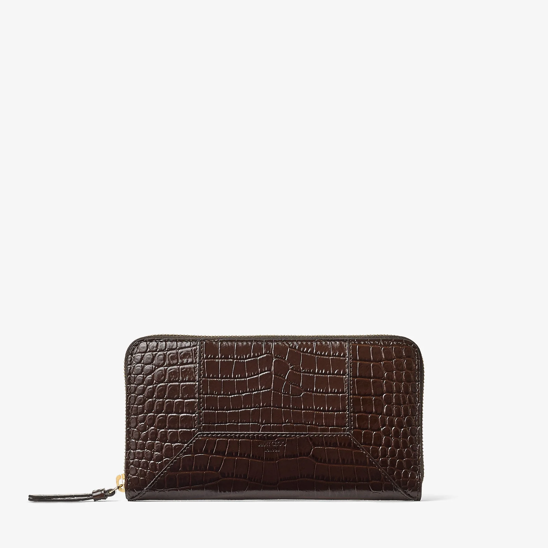 DM Pippa
Chocolate Croc Embossed Calf Leather Wallet - 1