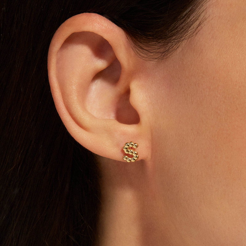 STONE AND STRAND Mini Mochi Donut Initial Stud outlook