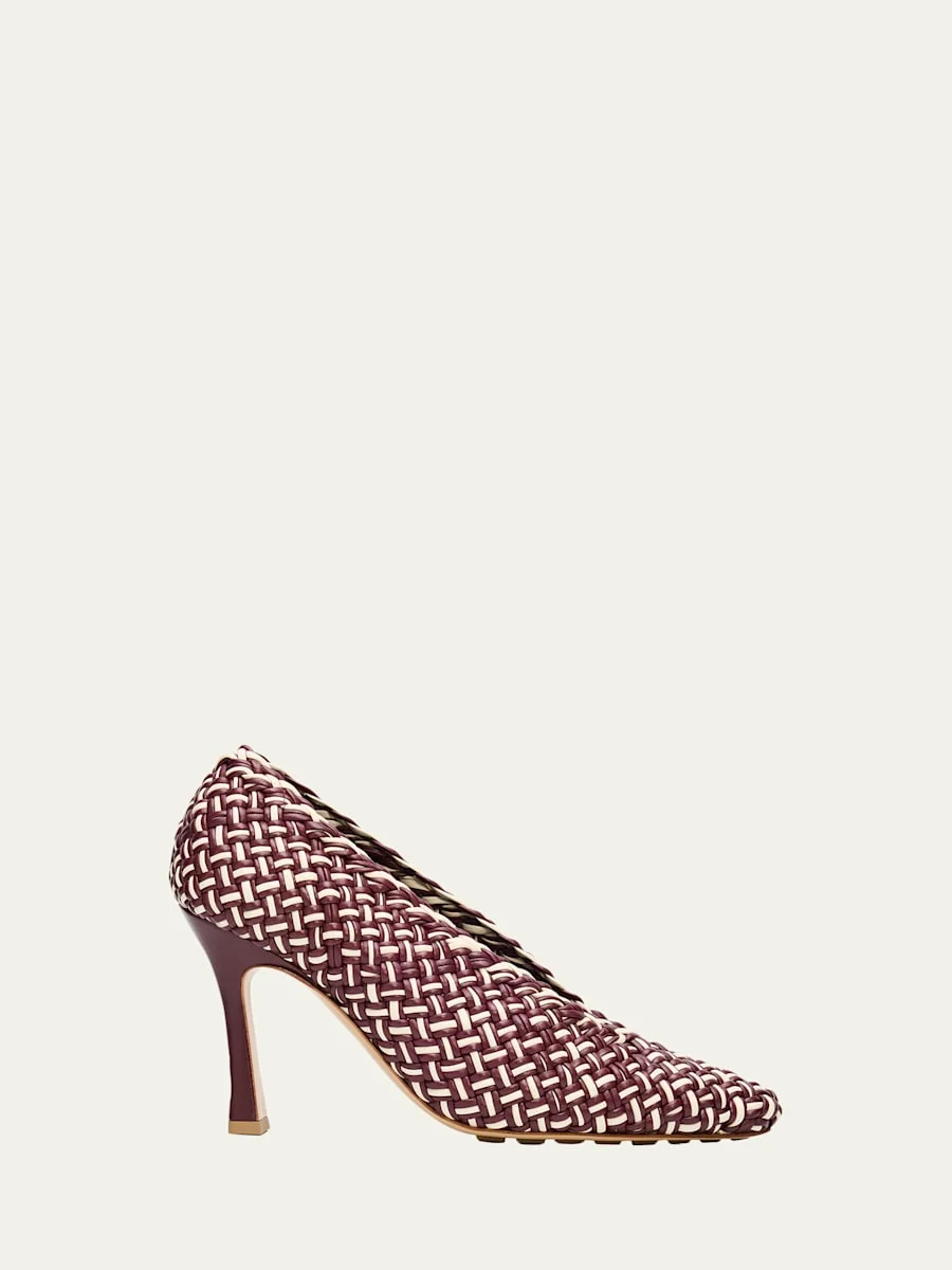 90mm Sofia Intrecciato Leather Pumps - 1