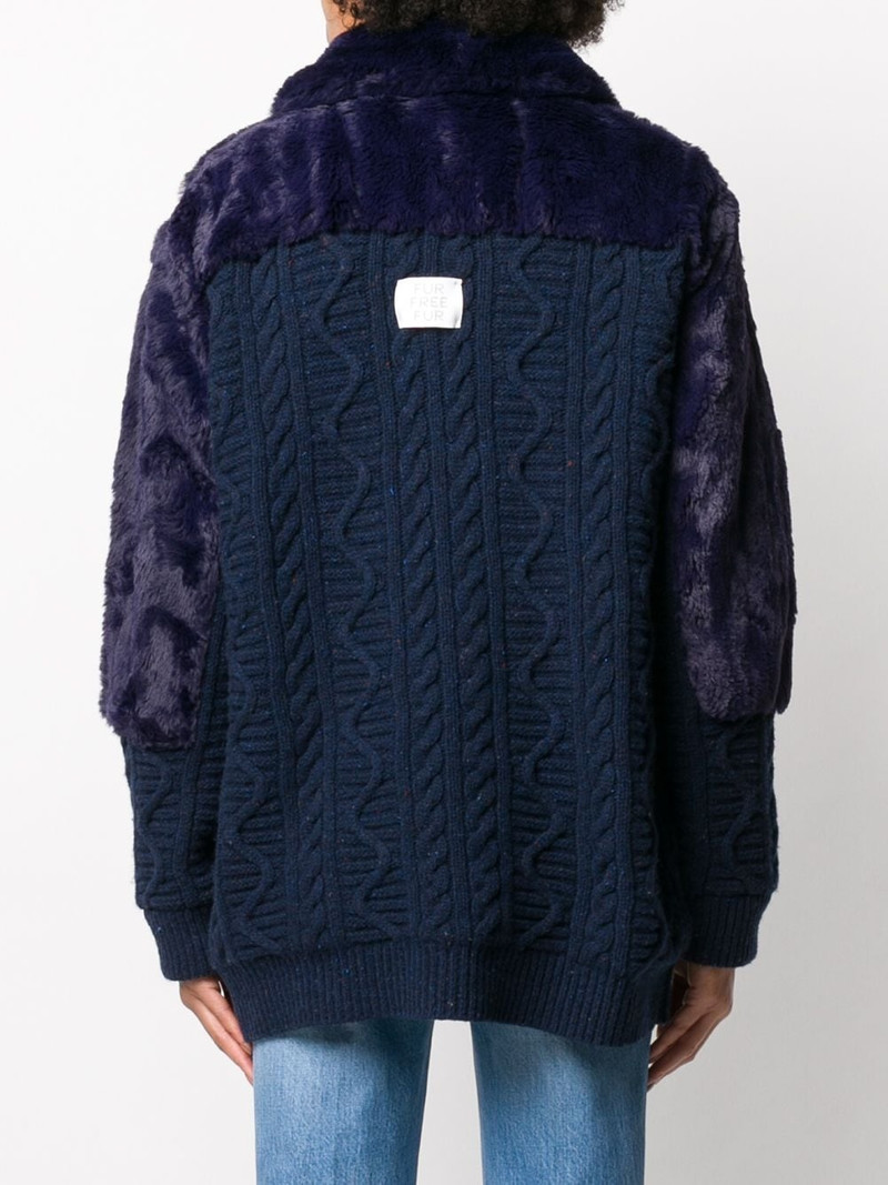 cable-knit faux-fur cardigan 4