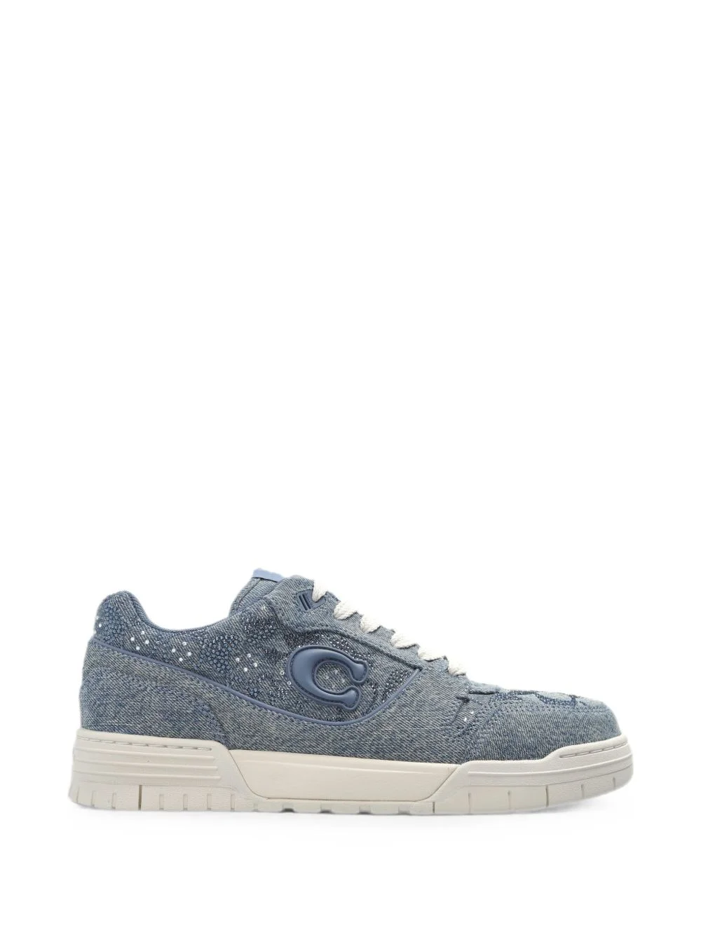 sequin-embellished denim sneakers - 1