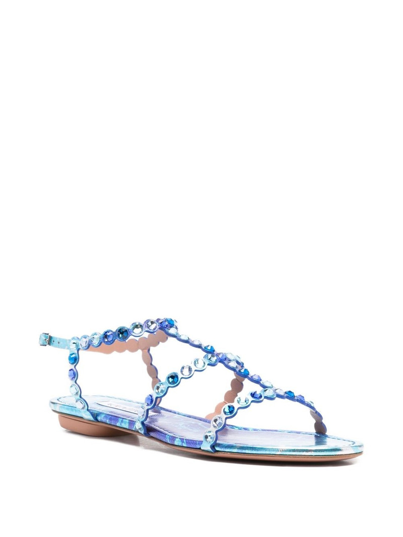 AQUAZZURA Tequila crystal-embellished leather sandals outlook