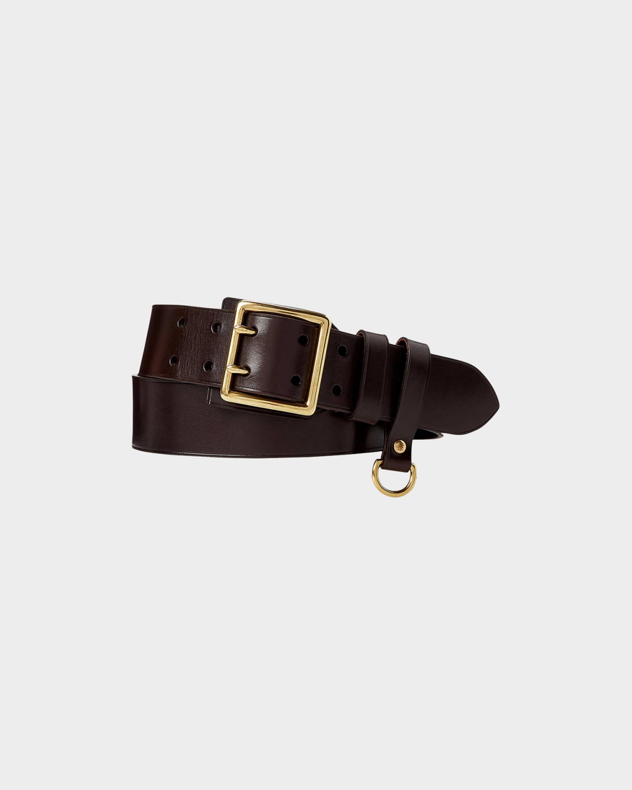 Men's Double Prong Buckle Leather Belt - 1