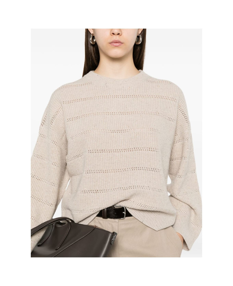Brunello Cucinelli Brunello Cucinelli Striped Open-knit Sweater outlook
