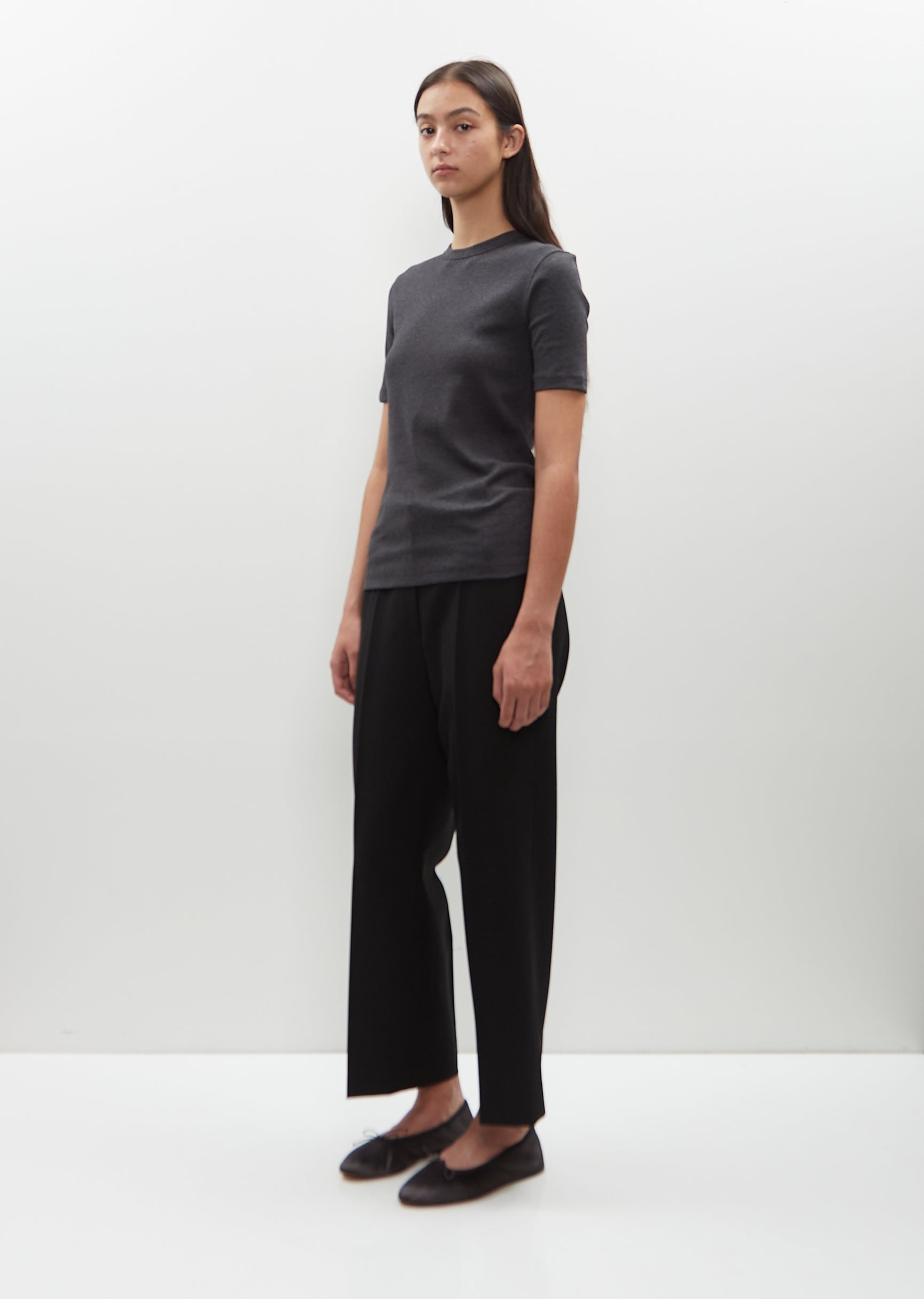 Classic Rib Tee — Charcoal Mèlange - 5
