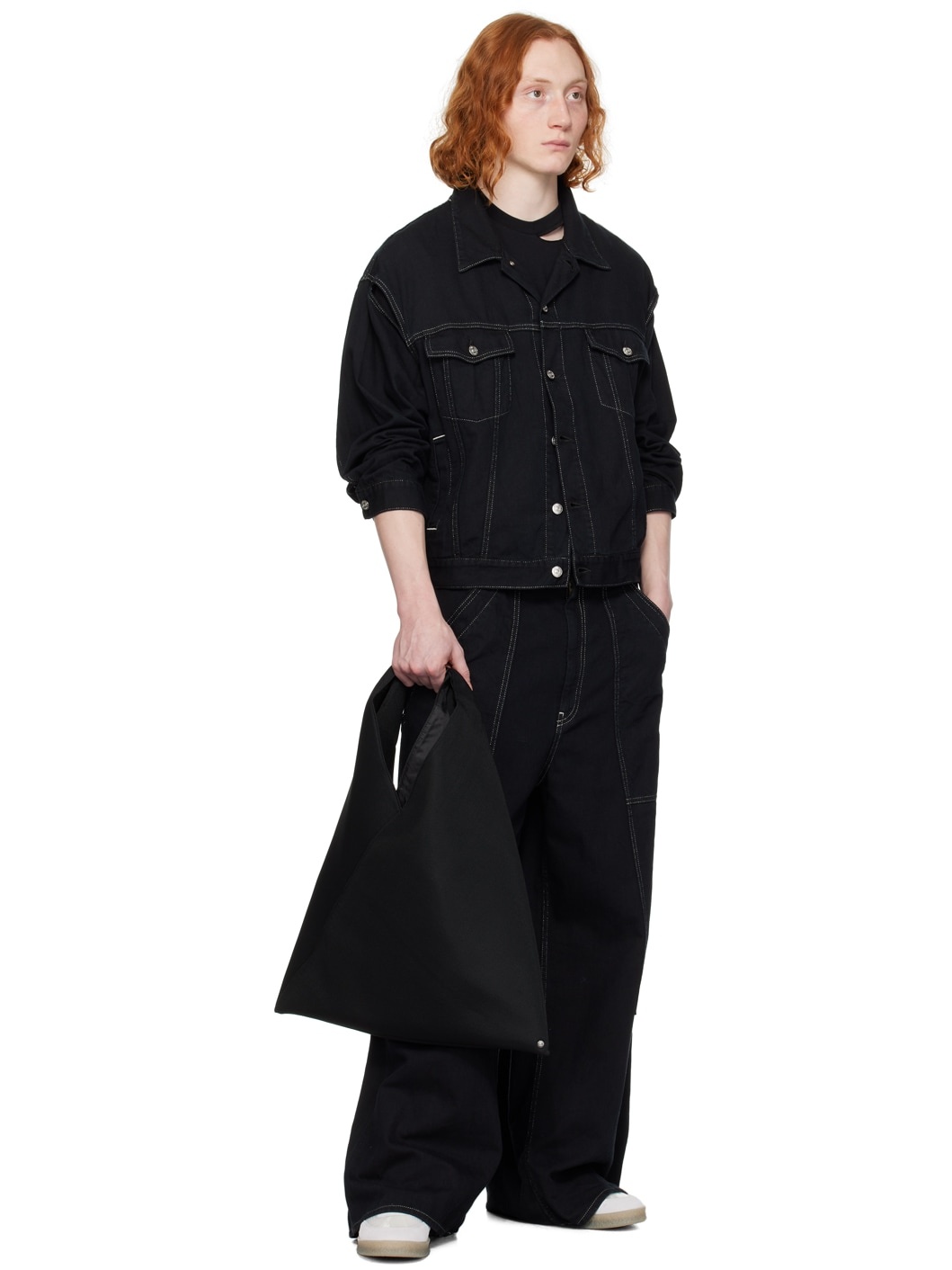 MM6 Maison Margiela Black Contrast Denim Jacket | REVERSIBLE
