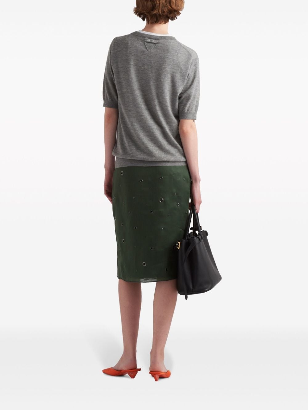 triangle-logo cashmere knitted top - 3
