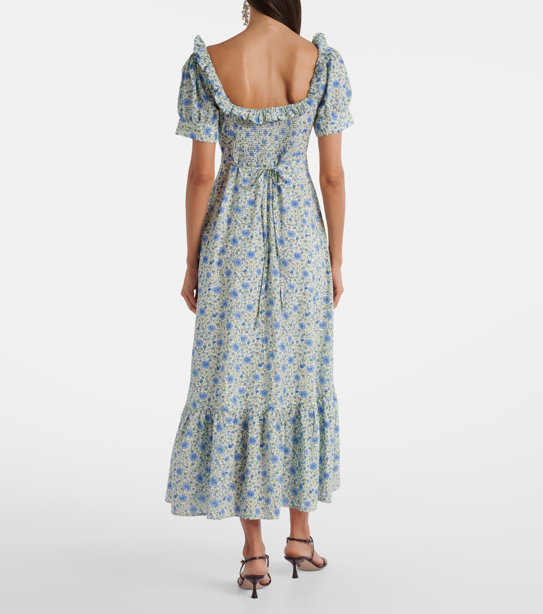 Sorana floral ruffled cotton midi dress - 3