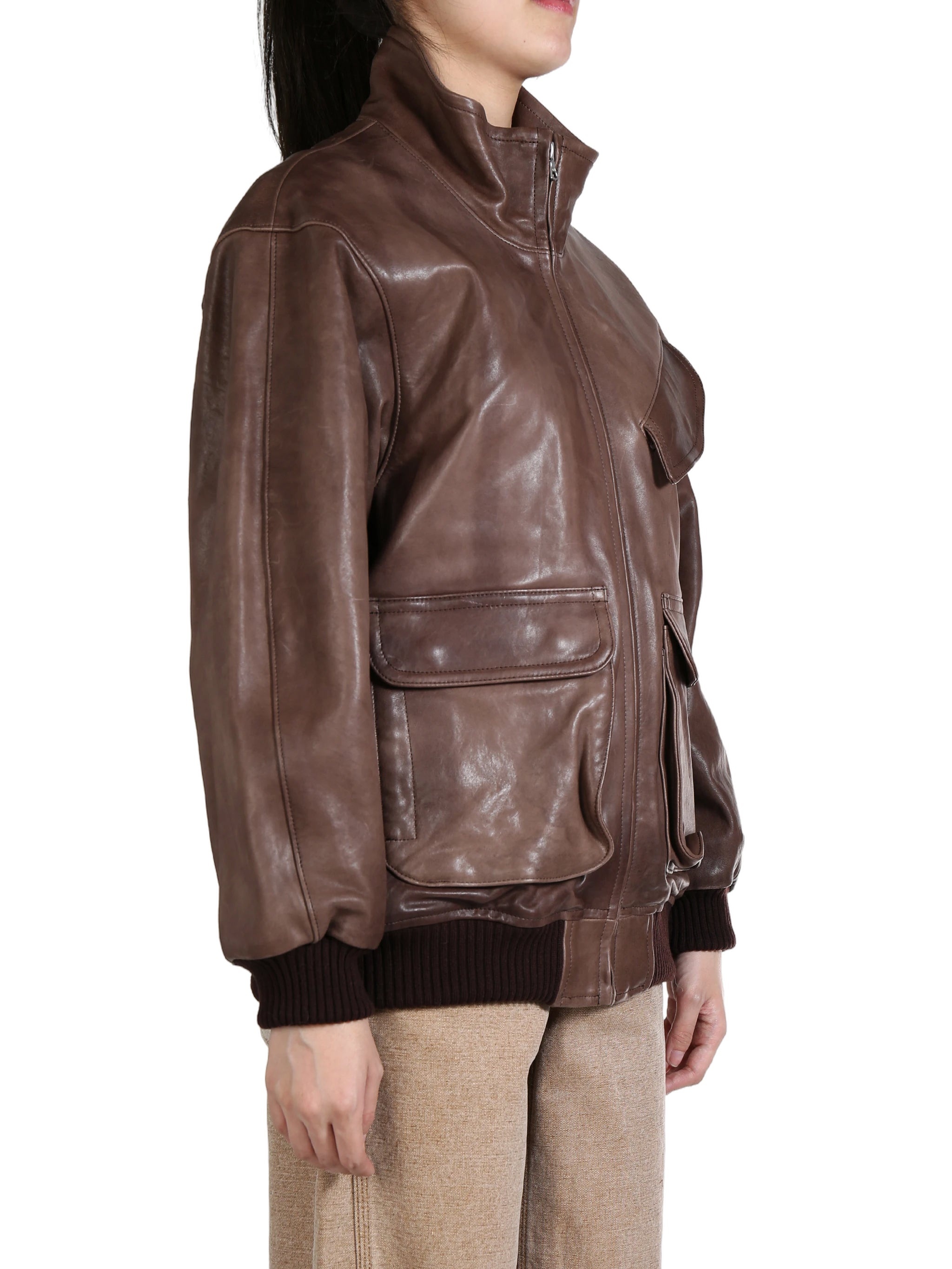 AURALEE AURALEE - Women Heavy Lamb Leather Zip Blouson