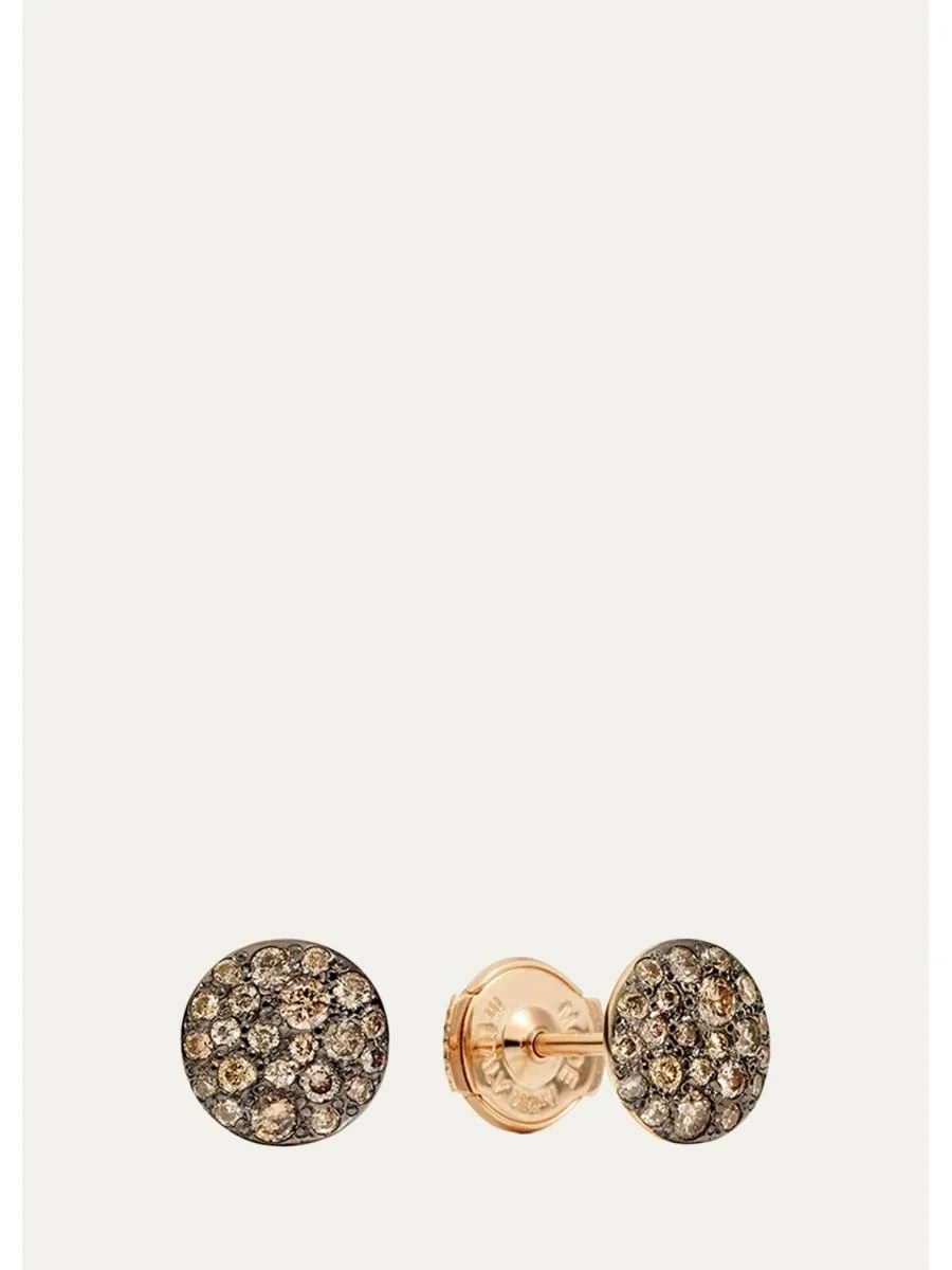 Sabbia 18K Rose Gold Brown Diamond Stud Earrings - 1