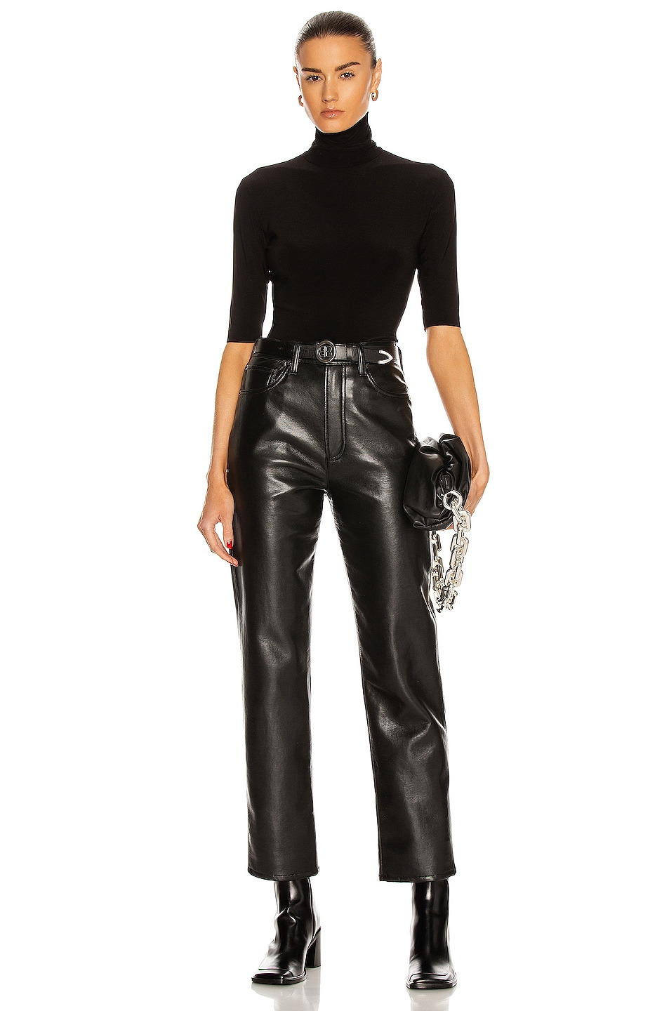 Slim Fit Short Sleeve Turtleneck Top - 4