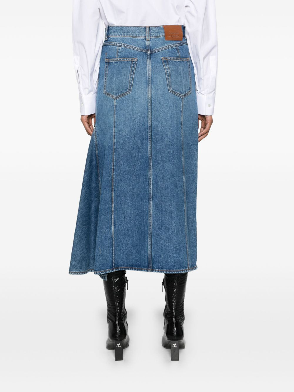 Slashed denim midi skirt - 4