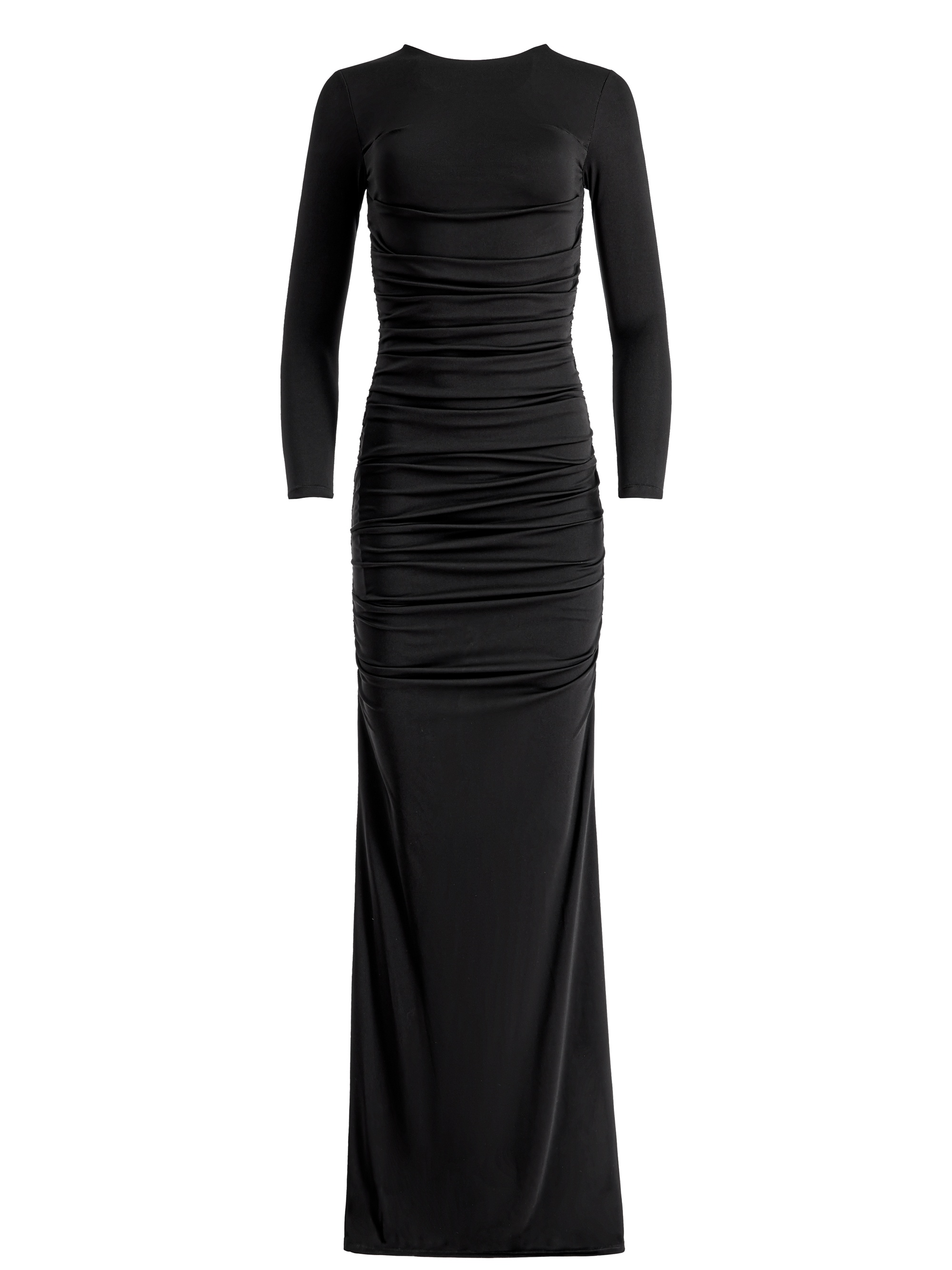 KATHERINA CREW NECK LONG SLEEVE RUCHED MAXI DRESS - 1