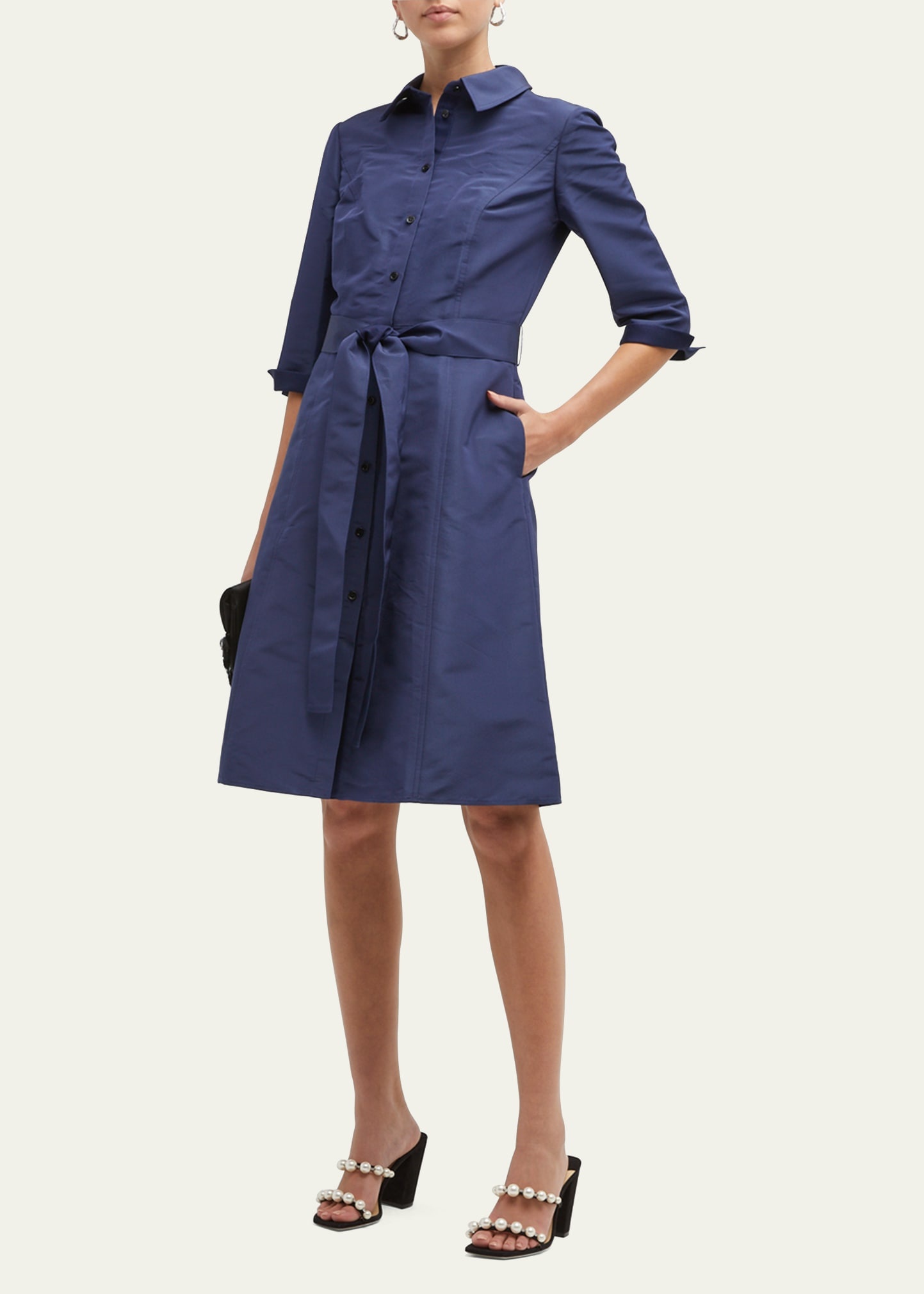 Faille 3/4-Sleeve Shirtdress - 4