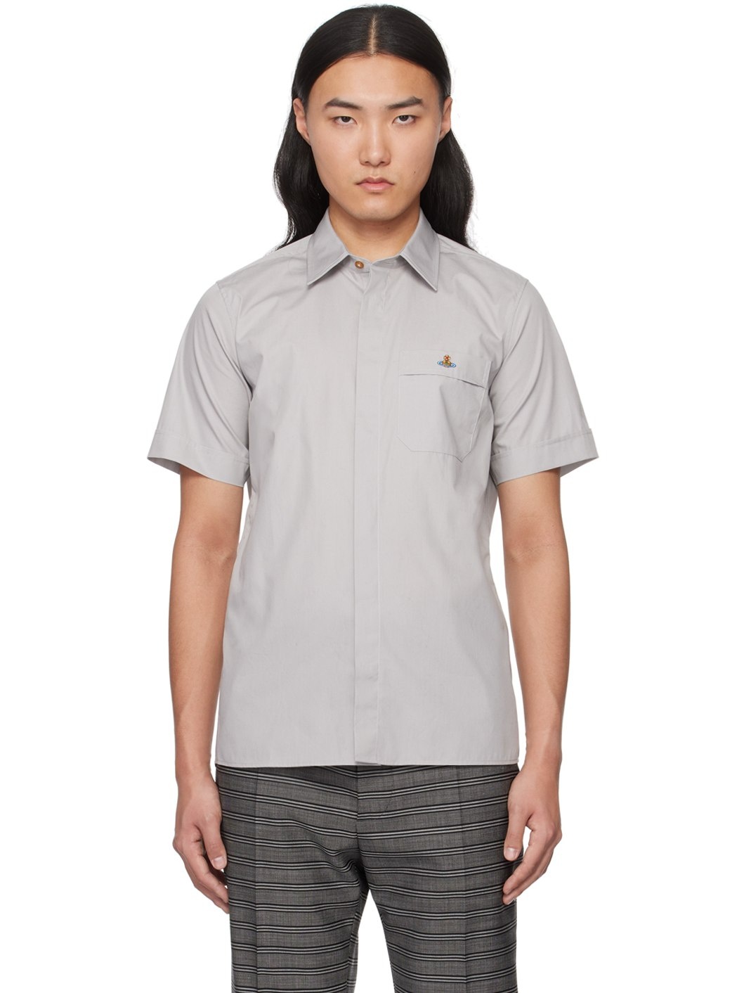 Gray Embroidered Shirt - 1