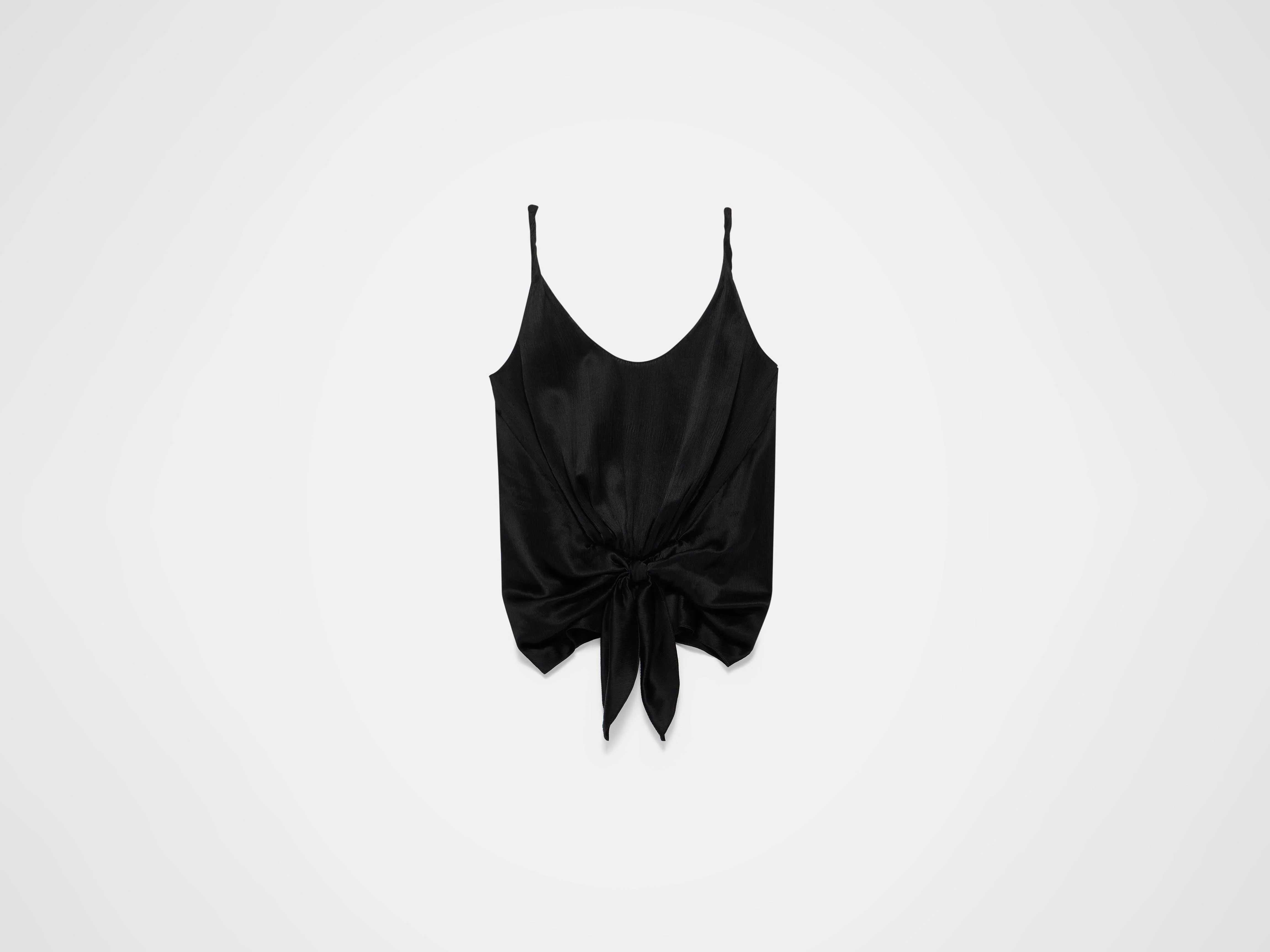 KNOTTED WAIST CAMI TOP IN BLACK - 1