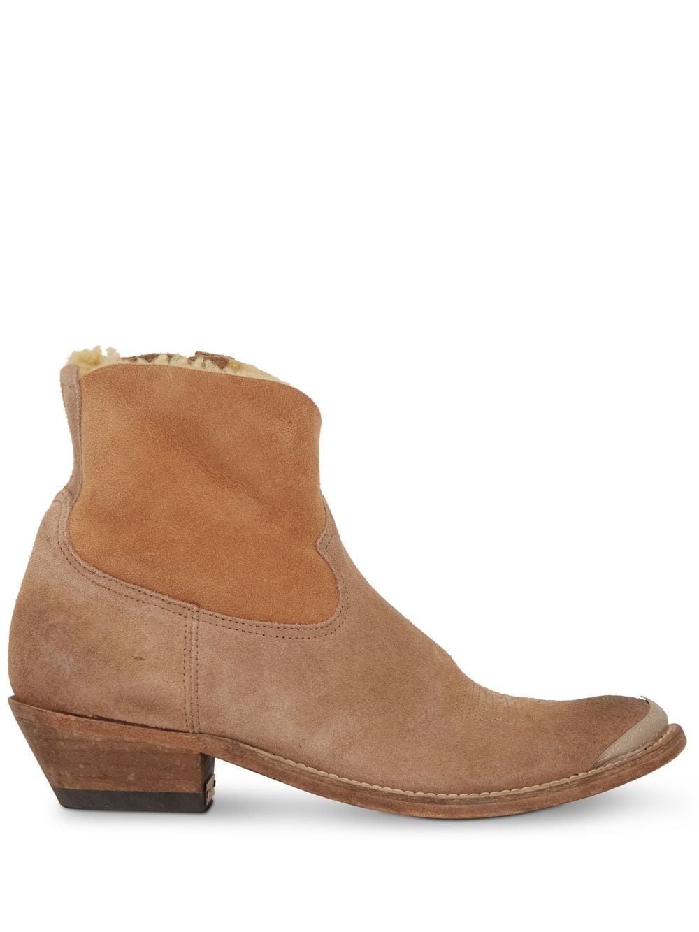 shearling-lined Western ankle boots - 1
