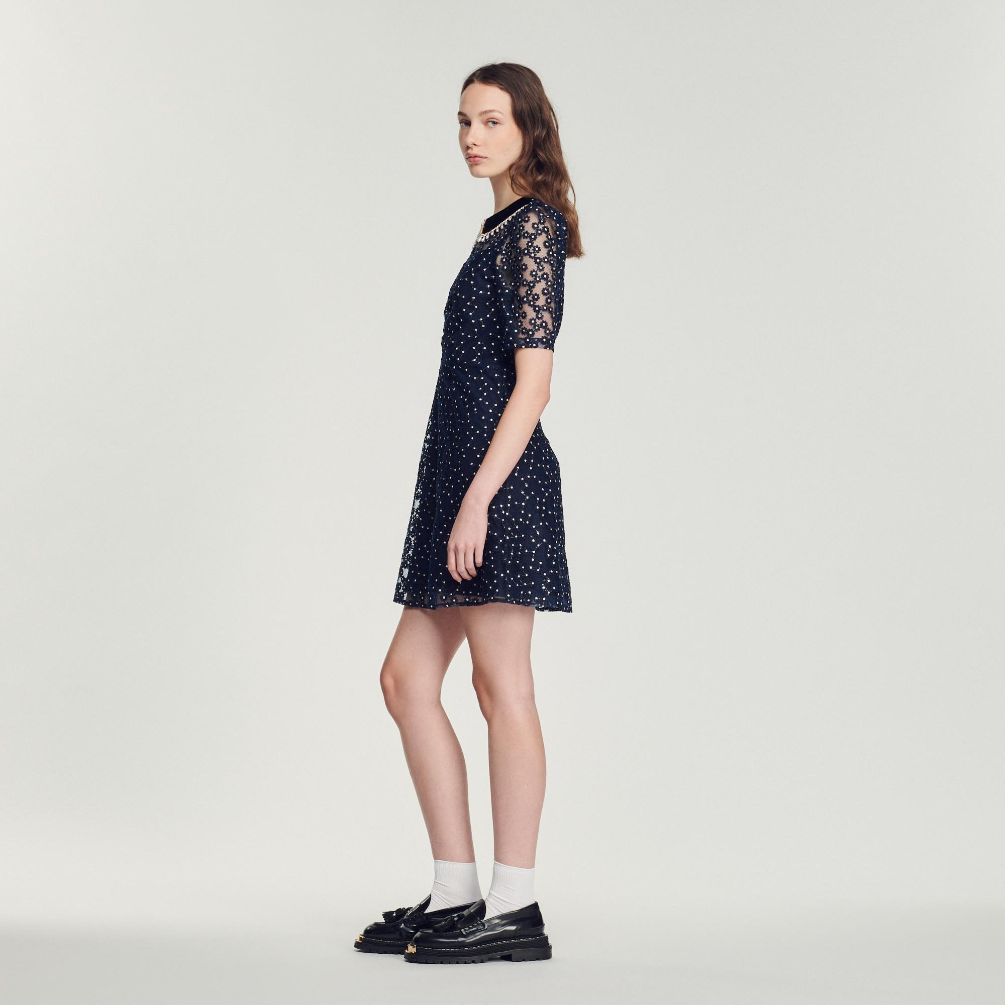 Short dress with Peter Pan collar - 7