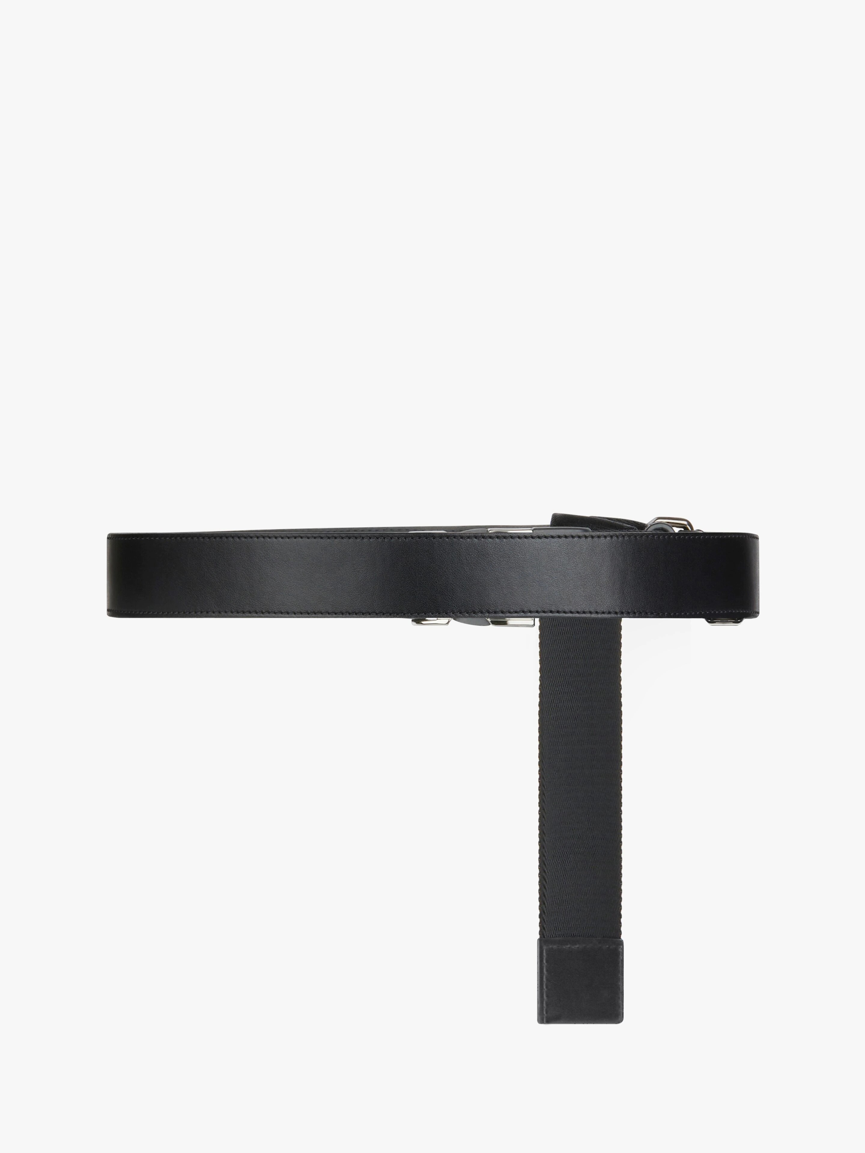 BELT IN LEATHER AND CANVAS WITH 4G BUCKLE - 3