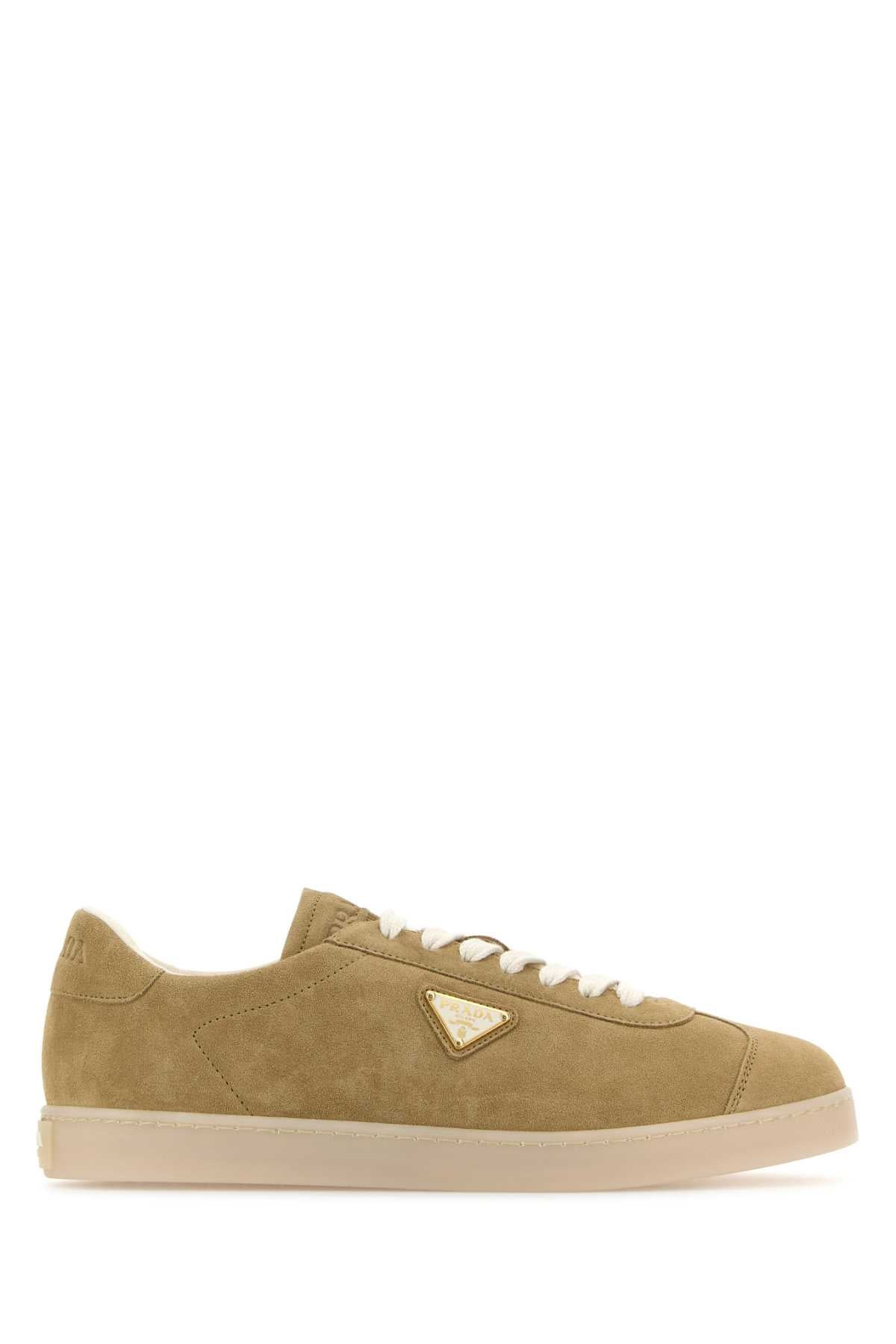 Prada Men Beige Suede Sneakers - 1