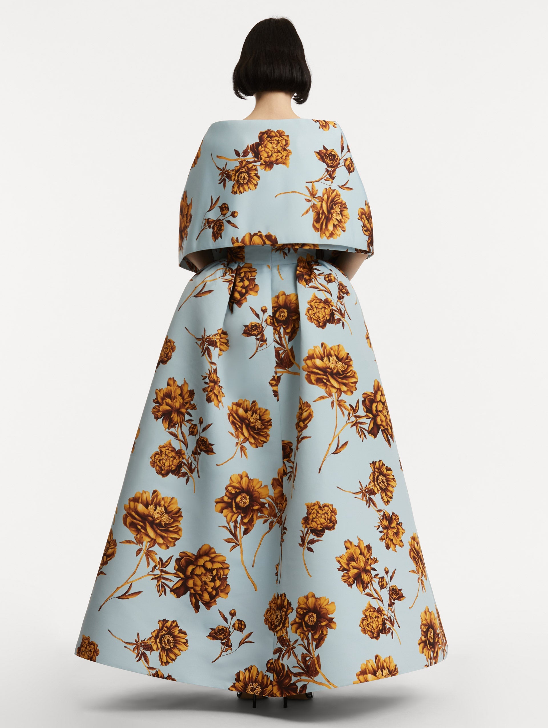 PEONY FAILLE GOWN WITH SHAWL - 3