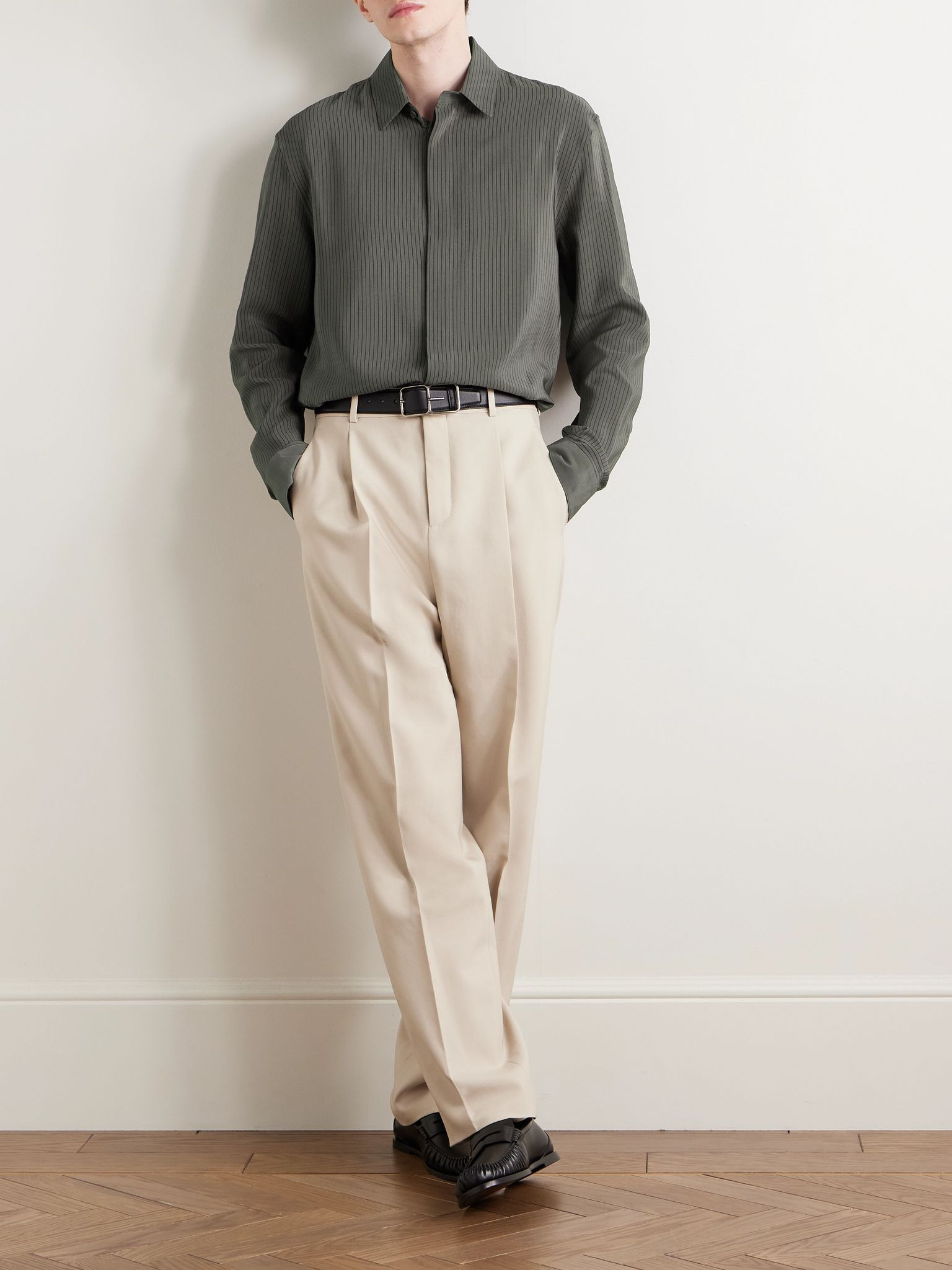 Striped Silk Shirt Anthracite - 2