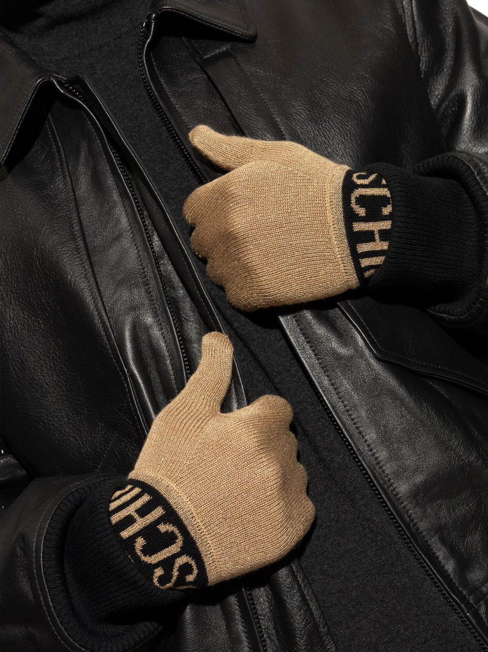 logo-intarsia gloves - 5