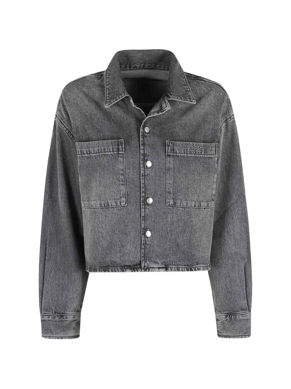 cropped denim shirt - 1