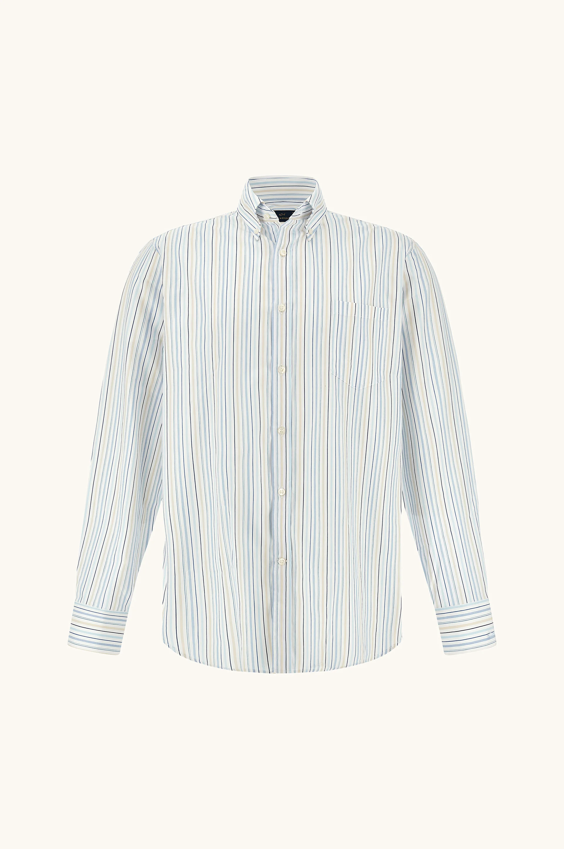 COTTON TWILL SHIRT WITH STRIPED PATTERN - 1