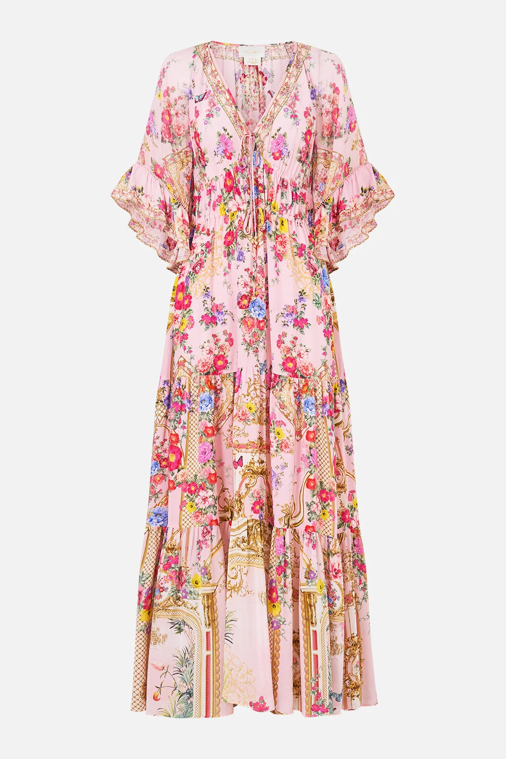 RUFFLE SLEEVE LONG DRESS SHE’S NO WALLFLOWER - 1