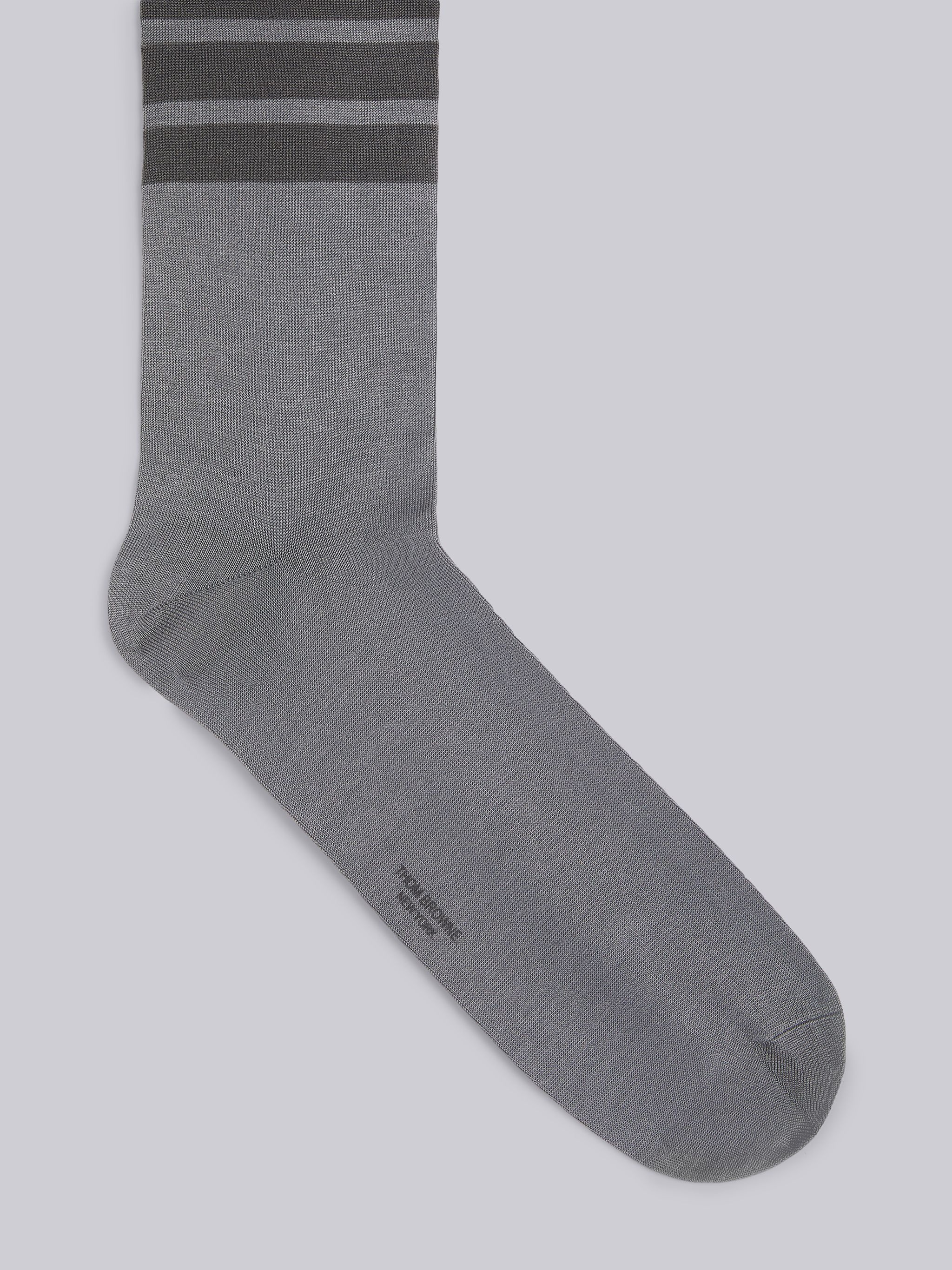 Medium Grey Cotton Mid-calf 4-Bar Socks - 2