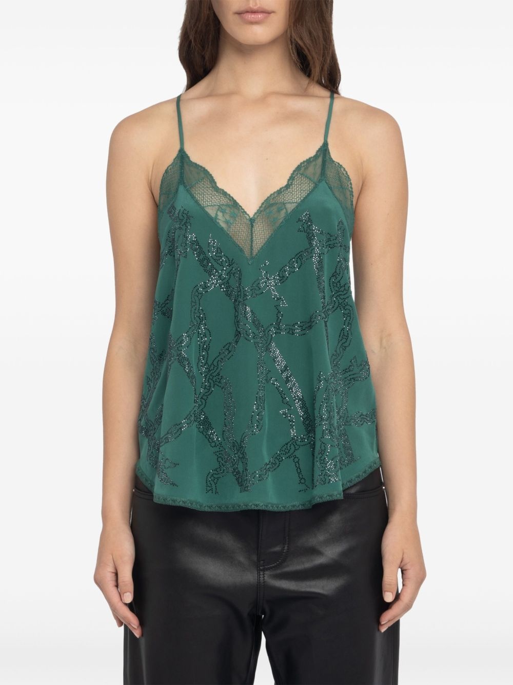 lace-trimmed top - 2