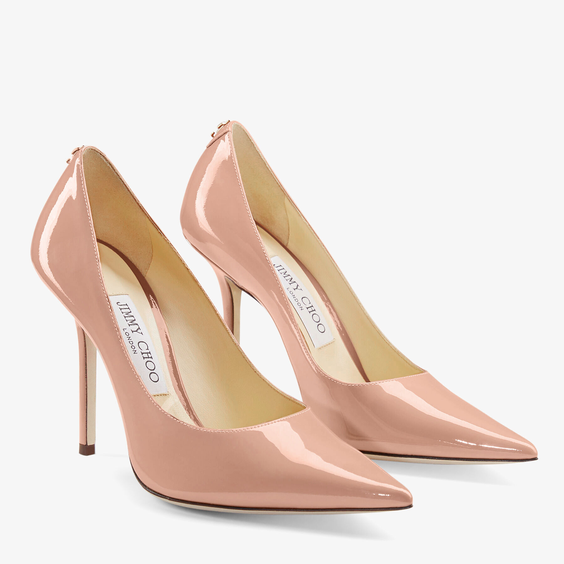 Love 100
Ballet-Pink Patent-Leather Pointed Pumps with JC Emblem - 2