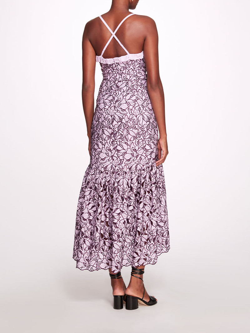Marchesa PEONY LASER CUT FITTED MAXI DRESS outlook